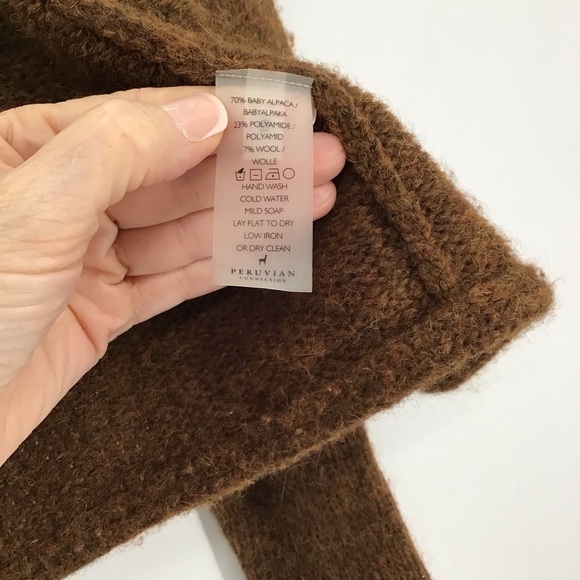 Puruvian Connection Alpaca Wool Blend Open Cardigan Sweater Brown Size XS - Picture 5 of 5